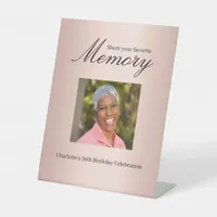 Birthday photo rose gold share a memory pedestal sign
