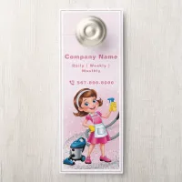 Cartoon Cleaning Lady House Keeping Door Hanger