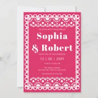 Mexican Fiesta Pink Papel Picado Boho Wedding Invitation