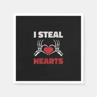 Steal Hearts Valentines Day Funny Skeleton Hand Napkins