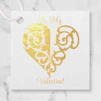 Filigree Heart Be My Valentine Foil Favor Tags