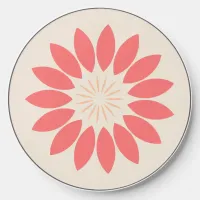 Stylized Coral Sunflower on Cream Wireless Charger