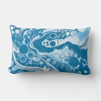  Blue Digital Fluid Art Marble Pour Painting Cells Lumbar Pillow