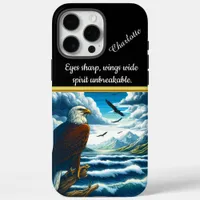 Majestic eagle gazing over tranquil waters at dusk iPhone 16 pro max case