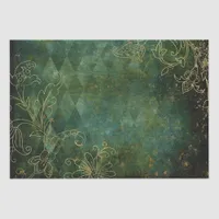 Vintage Gold Floral Grunge Harlequin Damask Tissue Paper
