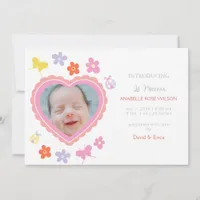 Spring Floral Blooms Girl Photo Birth Announcement