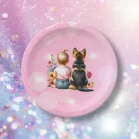 Baby Girl and her Puppy | Baby Shower   Paper Plates