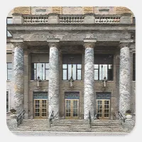 Front View of the Alaska State Capitol in Juneau Square Sticker