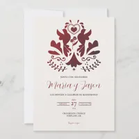 Red Modern Minimalist Elegant Spanish Wedding Invitation