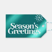 Minimalist Blue Foil Seasons Greetings Snowflakes Gift Tags