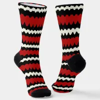 Kingsnake Snake Skin Stripe, Red White and Black Socks