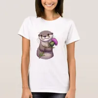 Watercolor Otter and Thistle T-Shirt