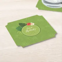 Watercolor Tropical Pattern Thanks Green ID577 Paper Coaster