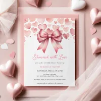 Coquette Pink Bow Valentines Day Bridal Shower Invitation