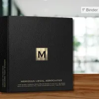 Black and Gold Monogrammed Business Binder. 3 Ring Binder