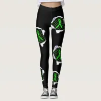 Lyme Disease Awareness Ribbons Leggings Black