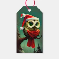 Vintage Cute Santa Owl Christmas Holiday Gift Tags