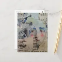 abstract person face verbs mixed media Collage Postcard