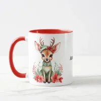 Christmas Deer with Green Hat Mug