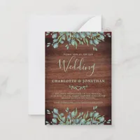 Budget Rustic QR Code Botanical Wedding Invitation