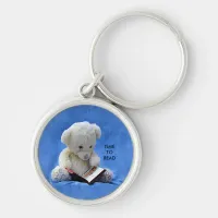 Teddy Bear Time to Read Blue Stuffed Animal, ZKOA Keychain