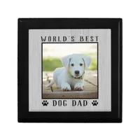 World's Best Dog Dad Pet Photo Paw Prints Rustic Gift Box