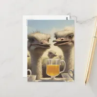 Funny Ostrich Teatime Postcard
