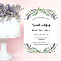 Birthday lavender florals eucalyptus luxury invitation