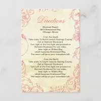 Pink Ivory Roses vintage wedding details card