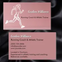 White Running woman dusty rose trainer coach Business Card