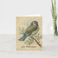 Get Well Soon, Vintage Bluetit Bird Card