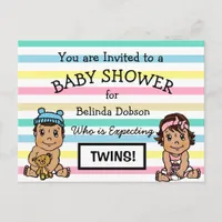 Cute Hispanic Twins Baby Shower Invitations