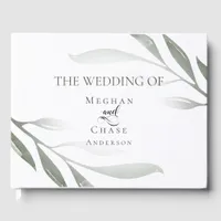 Wedding Guest Book | Watercolor Olive Foliage