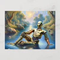 Gold Robot Ophelia in the Water Postcard