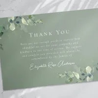 Sage Green Sympathy Eucalyptus Funeral  Thank You Card