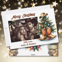  Country & Western Christmas Tree Personalized Holiday Card