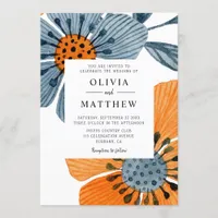 Modern Boho Orange Blossom Wedding Invitation