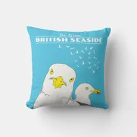 British Seaside Travel Souvenir Seagull Birds Throw Pillow