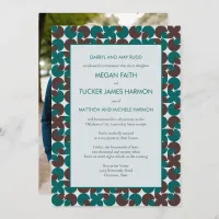 Teal & Brown Retro Shapes Reception Invitation