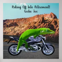 Riding Off Into Retirement Custom Gecko Motorcycle Poster