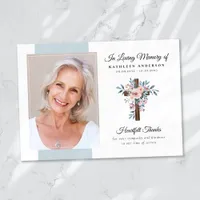 Eucalyptus Cross Funeral Memorial Thank You Card