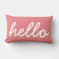 Girly Hello Typography Lumbar Pillow