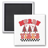 Merry Vibes Retro Groovy Christmas Holidays Magnet