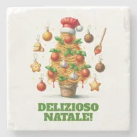 Funny Spaghetti Christmas Tree Delizioso Natale! Stone Coaster