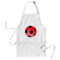Red American Soccer or Association Football Ball Adult Apron