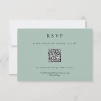 Simple Elegant Modern Sage Green Wedding QR Code RSVP Card