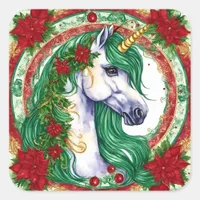 Christmas Unicorn Square Sticker