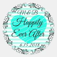 Monogrammed Happily Ever After Wedding Stickers