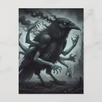 The black bird with human arms dark fantasy  postcard