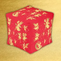 Gold Fairies with Pixie Dust on Red | Pouf